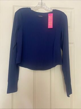 Lilly Pulitzer Navy Long-Sleeve Crewneck Top